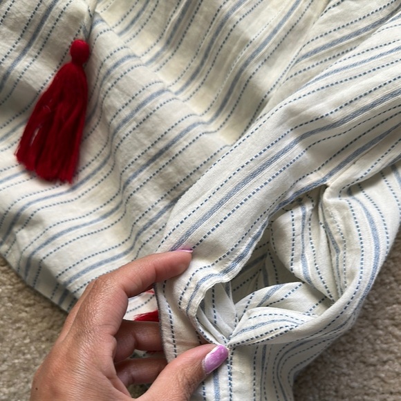 Caffe Marrakesh Striped Embroidered Tunic with Red Tassels 100% Cotton Women’s S - Picture 6 of 9